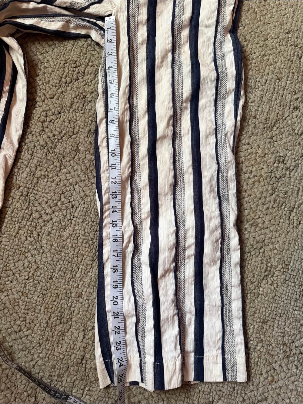 LOFT Navy and White Striped Wide Leg Crop Pants - Picture 6 of 10